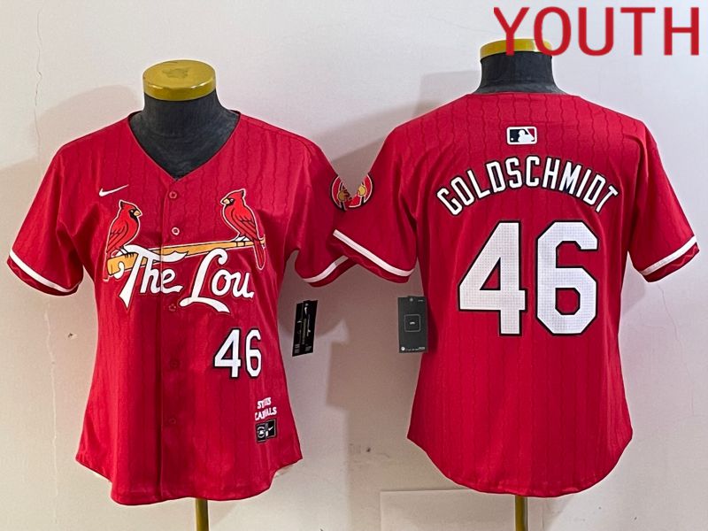 Youth St.Louis Cardinals 46 Goldschmidt Red City Edition 2024 Nike MLB Jersey style 1